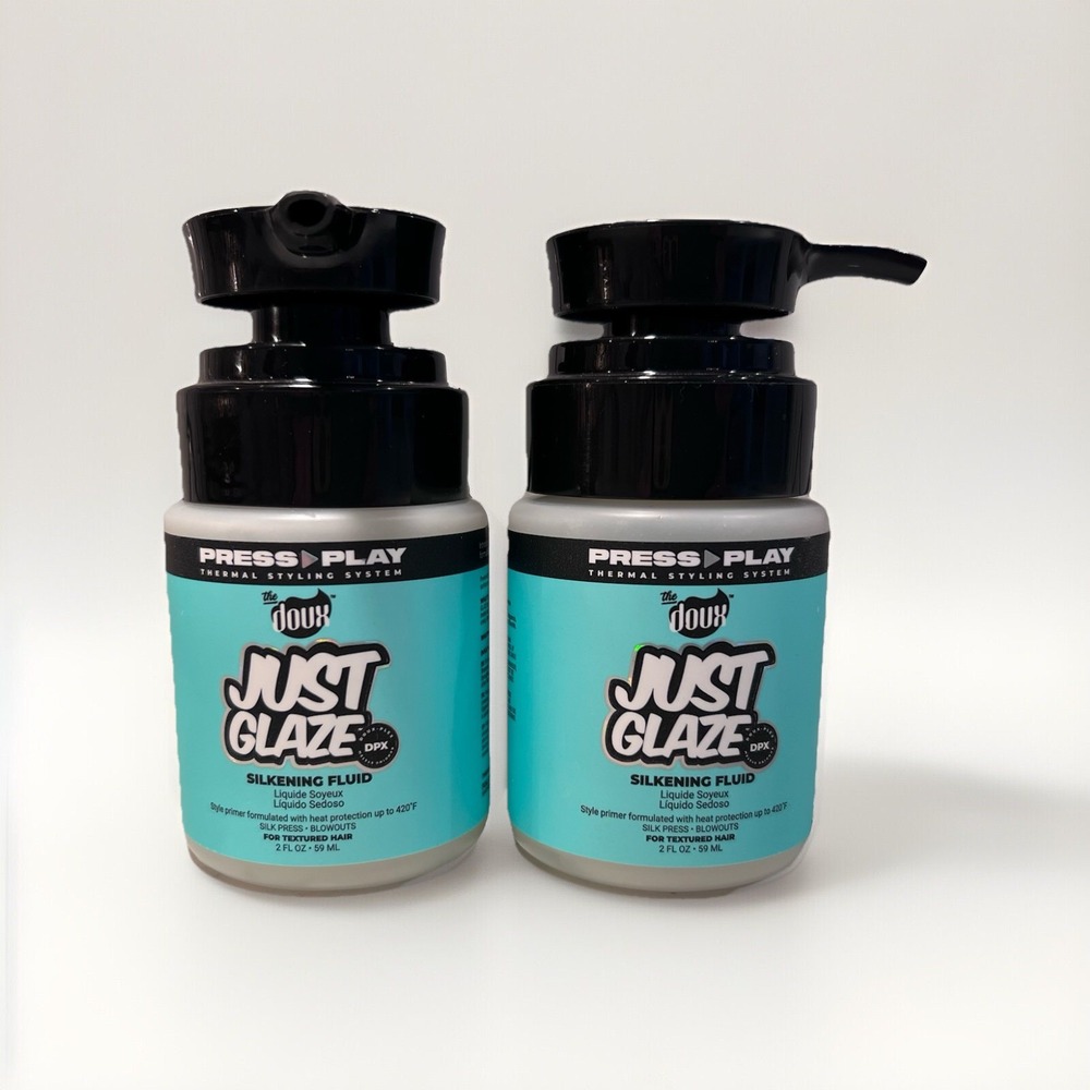 The Doux Just Glaze Silkening Fluid For Textured Hair LOT OF 2- 2‎ fl oz/59 ml